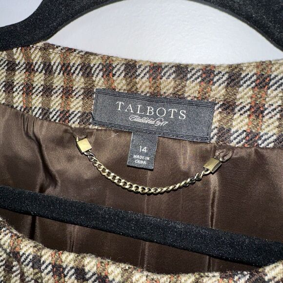 Talbots Women’s Houndstooth Peplum Swing Blazer 3/4 Sleeve Button Down Size 14 - Picture 4 of 5